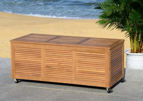 Elina 47.2-Inch Eucalyptus Wood Cushion Box - Stylish and Durable Outdoor Storage Solution