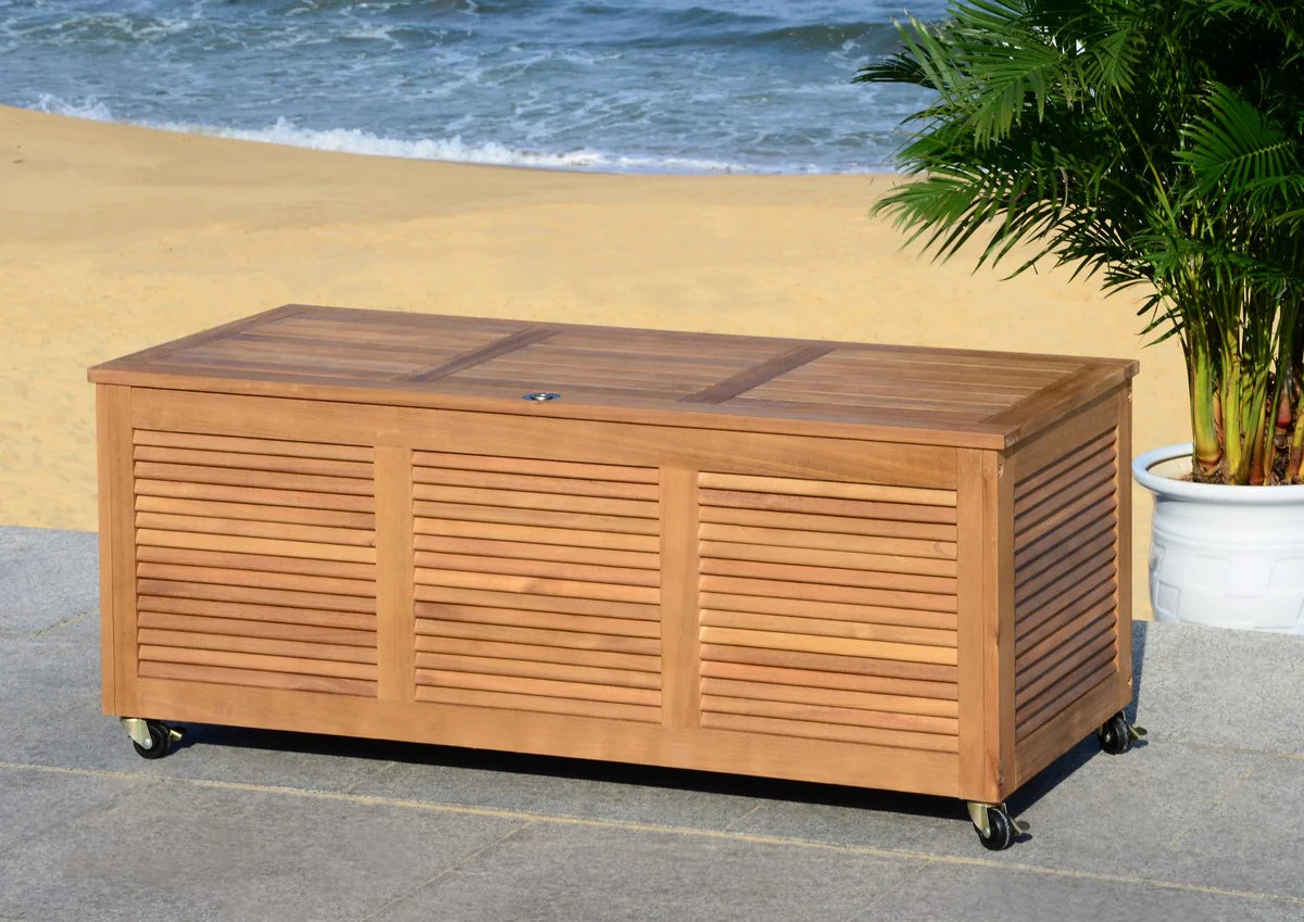 Elina 47.2-Inch Eucalyptus Wood Cushion Box - Stylish and Durable Outdoor Storage Solution