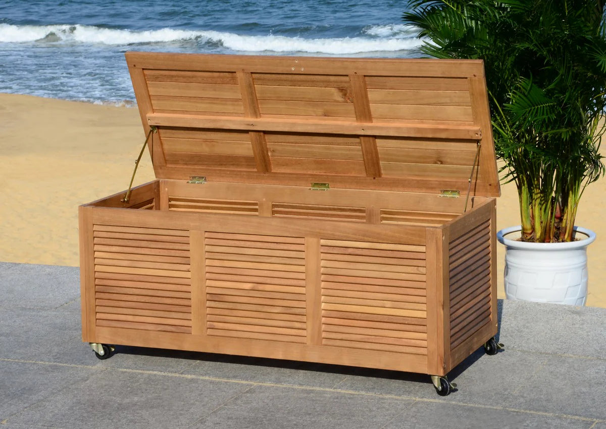Elina 47.2-Inch Eucalyptus Wood Cushion Box - Stylish and Durable Outdoor Storage Solution
