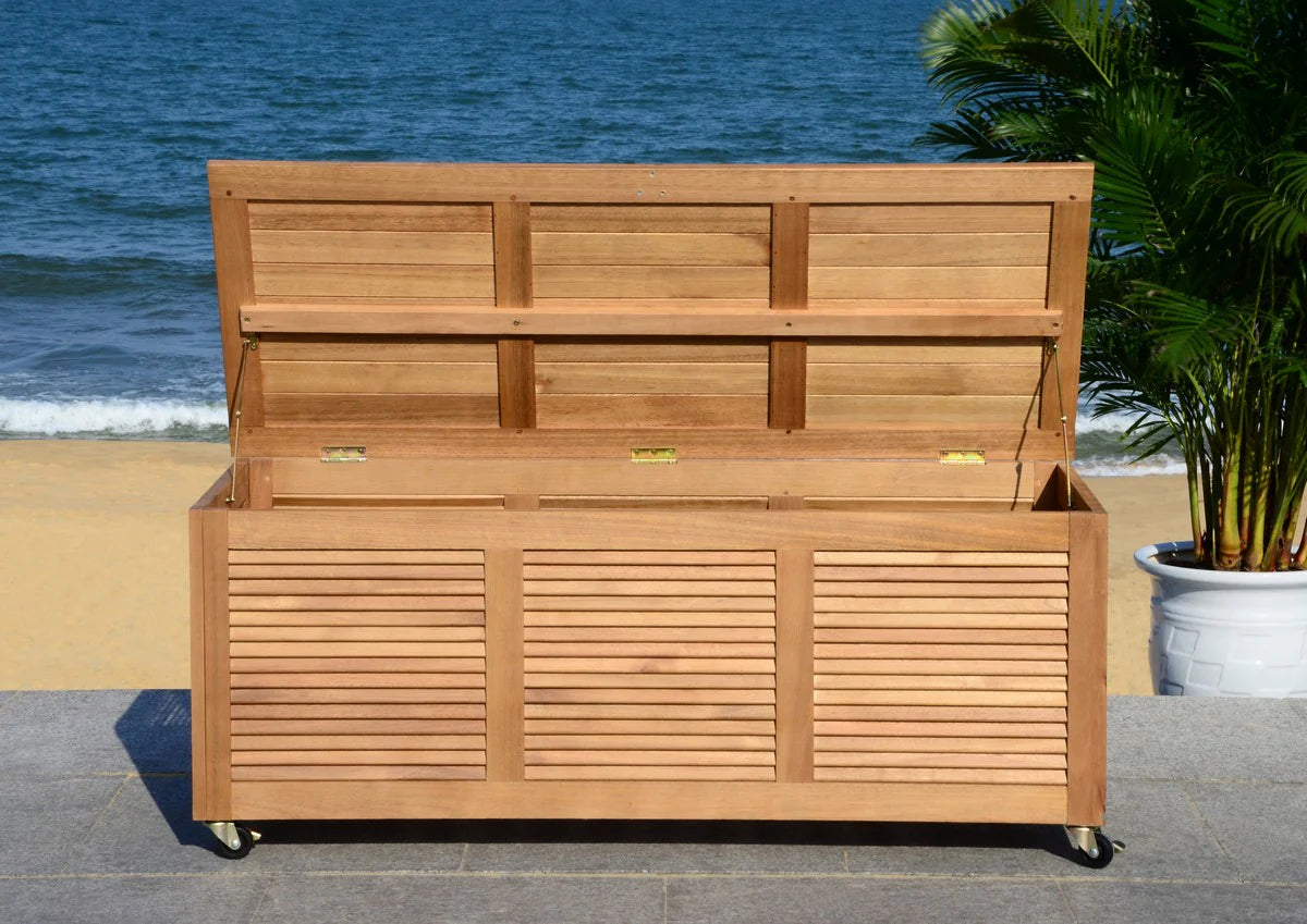 Elina 47.2-Inch Eucalyptus Wood Cushion Box - Stylish and Durable Outdoor Storage Solution