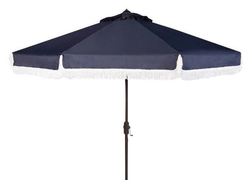 Milan Fringe 9ft Crank Outdoor Auto Tilt Umbrella - Stylish and Functional Shade Solution for Your Patio or Garden