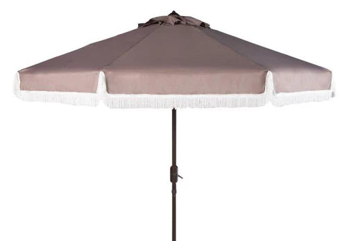 Milan Fringe 9ft Crank Outdoor Auto Tilt Umbrella - Stylish and Functional Shade Solution for Your Patio or Garden