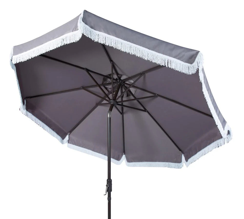 Milan Fringe 9ft Crank Outdoor Auto Tilt Umbrella - Stylish and Functional Shade Solution for Your Patio or Garden