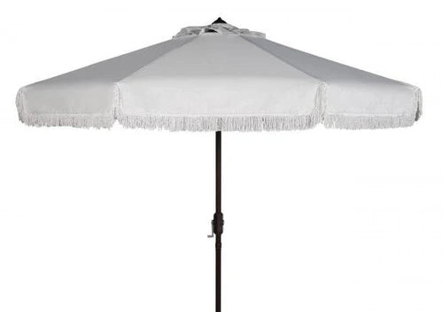 Milan Fringe 9ft Crank Outdoor Auto Tilt Umbrella - Stylish and Functional Shade Solution for Your Patio or Garden