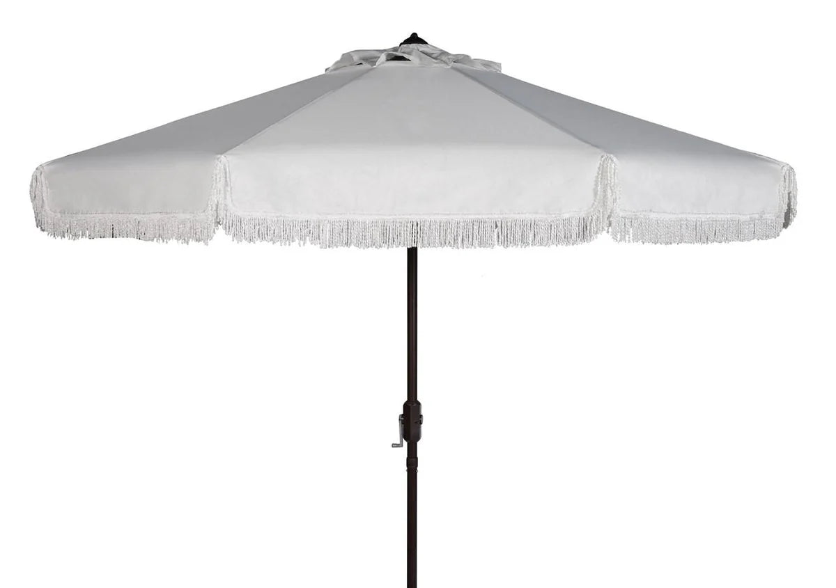 Milan Fringe 9ft Crank Outdoor Auto Tilt Umbrella - Stylish and Functional Shade Solution for Your Patio or Garden
