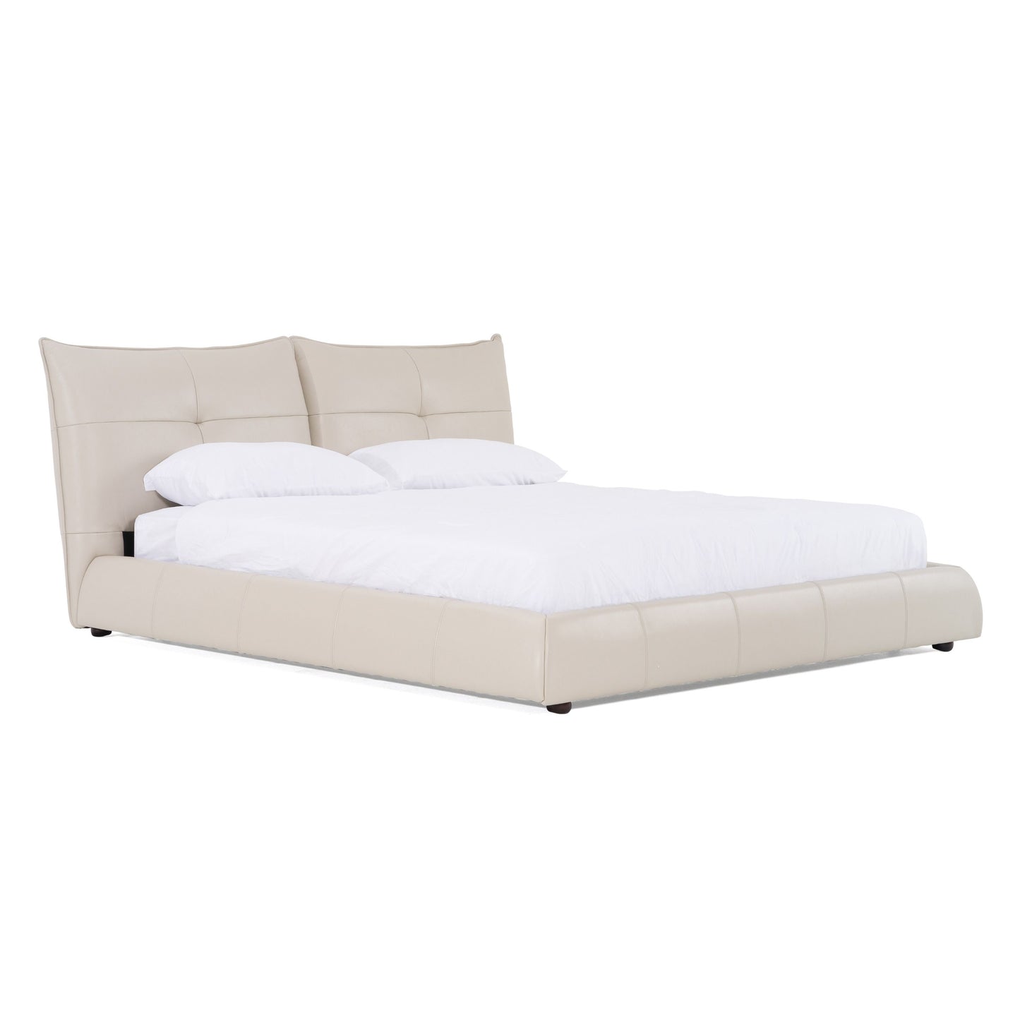 Modrest Patrick Modern Light Grey Leather Bed - Sleek and Stylish Design for a Contemporary Bedroom Look