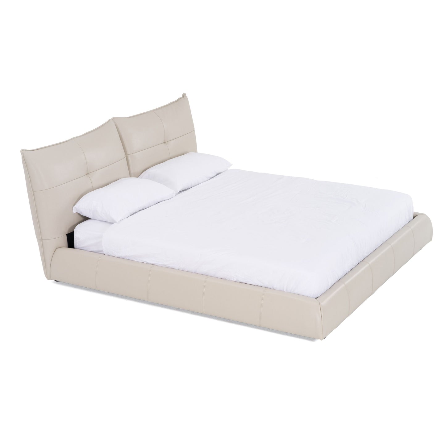 Modrest Patrick Modern Light Grey Leather Bed - Sleek and Stylish Design for a Contemporary Bedroom Look