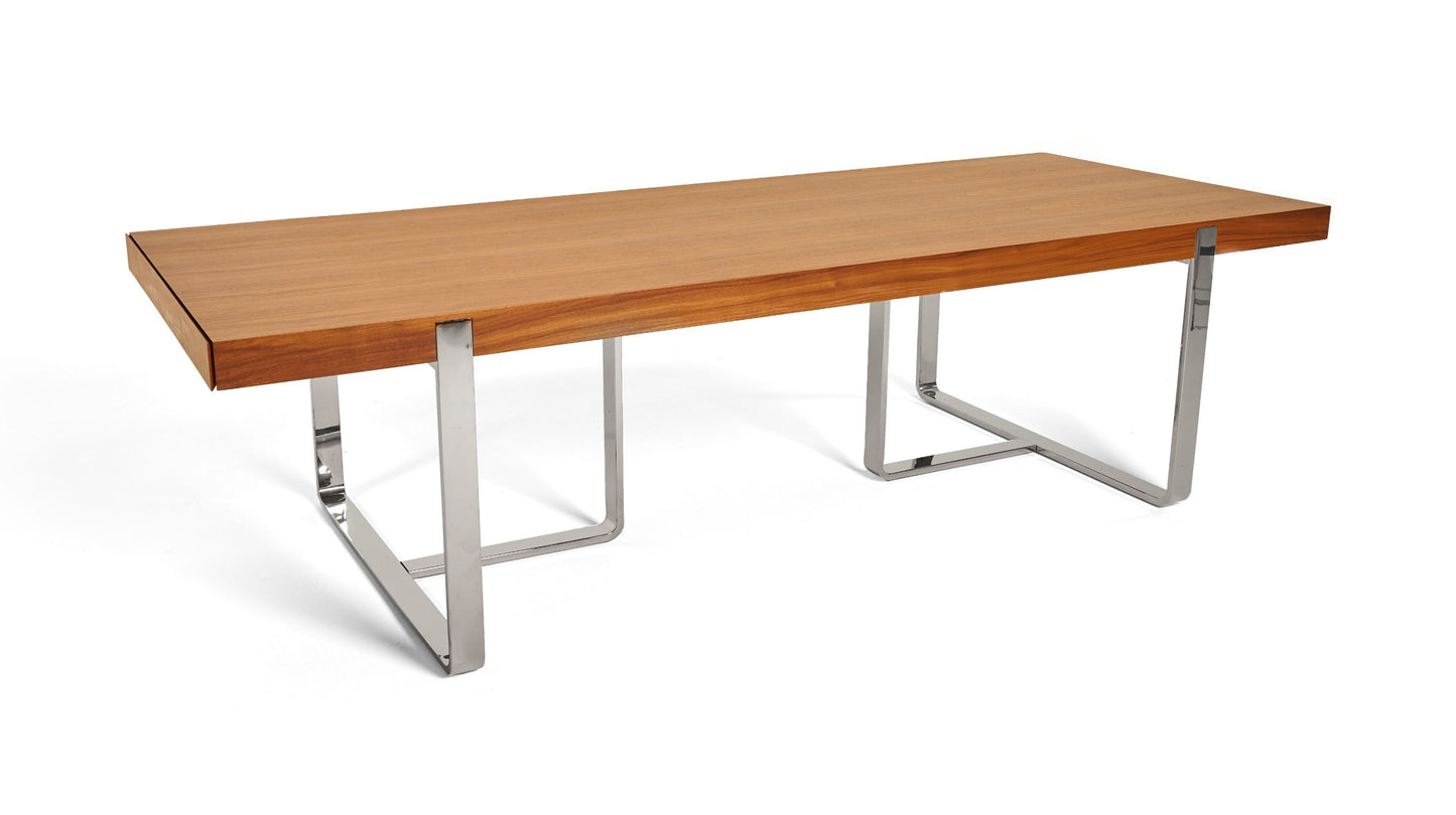 Modrest Pauline- Modern Walnut and Stainless Steel Dining Table