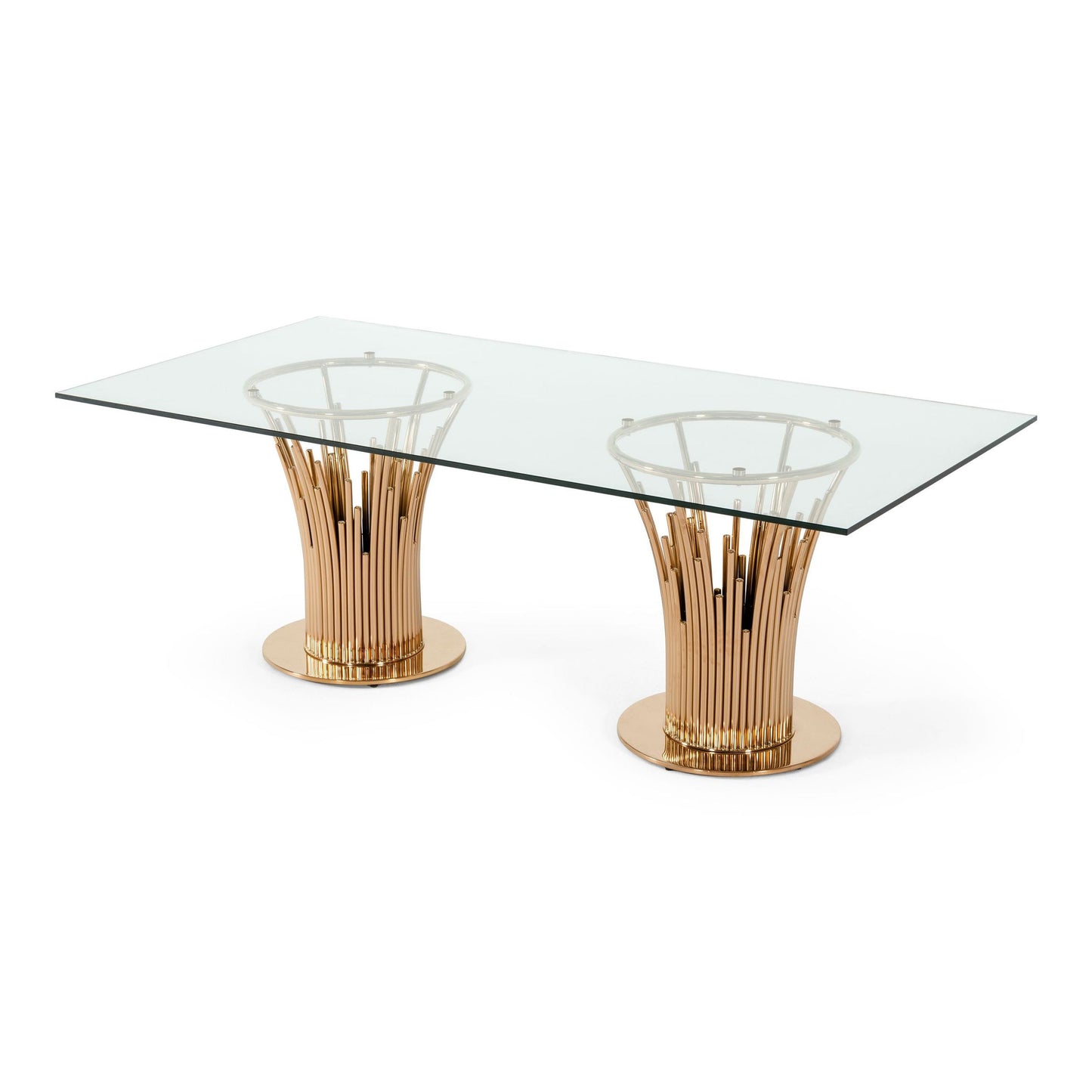 Paxton Glass and Rose Gold Dining Table