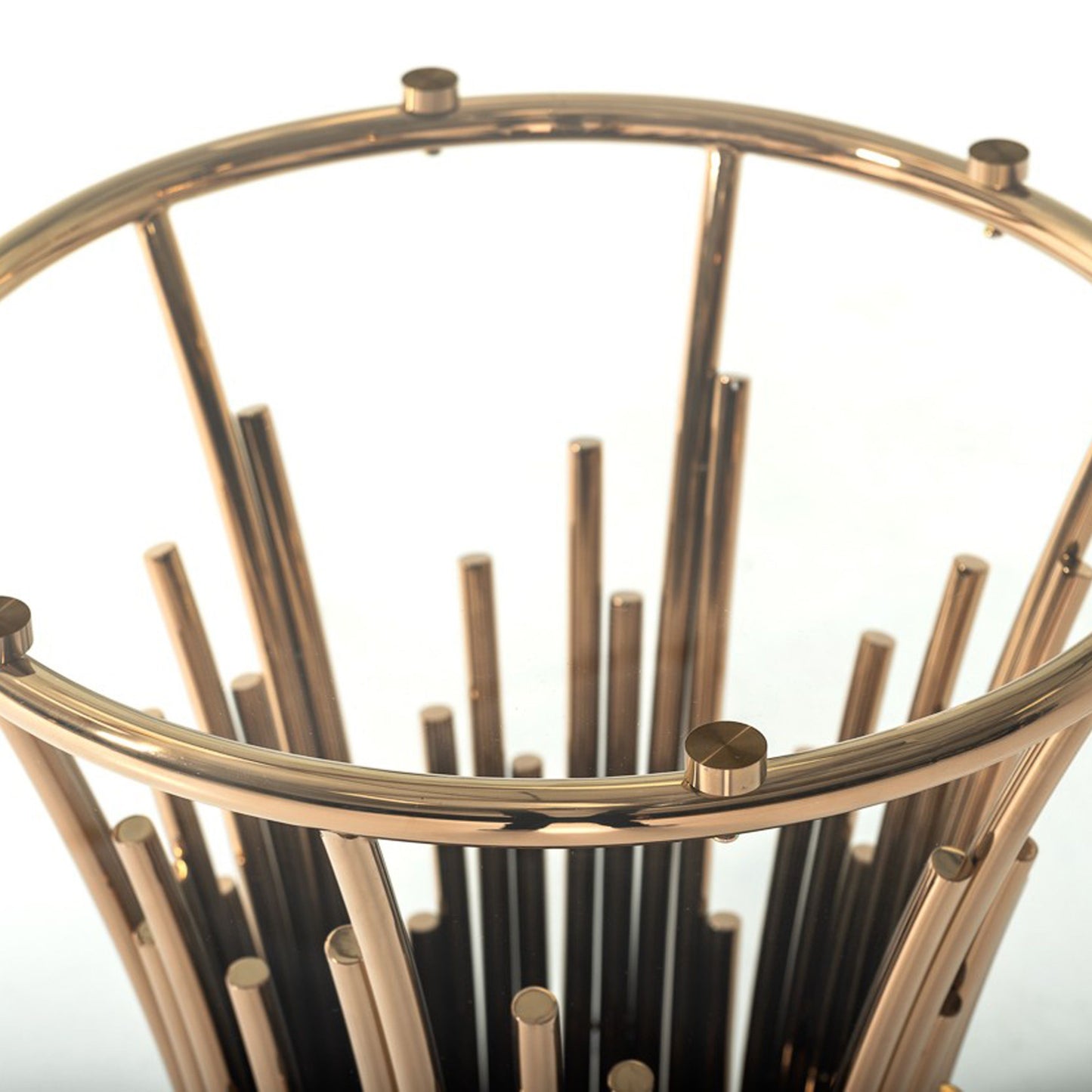 Paxton Round Glass and Rose Gold Dining Table
