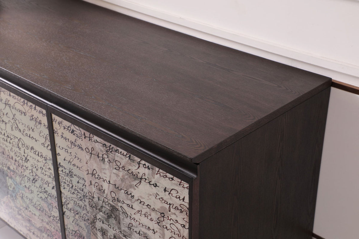 Phelan Smoked Ash and Brass 3-Door Buffet
