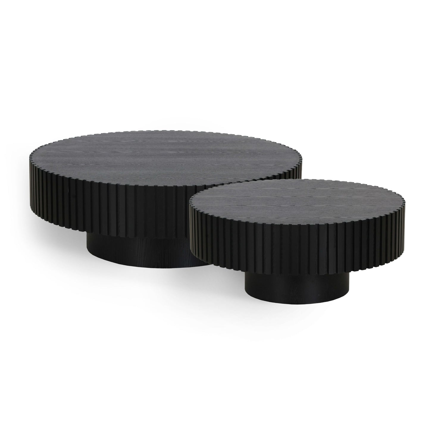 Modrest Pierre Modern Black Ash Round Coffee Table Set – Sleek Contemporary Living Room Furniture