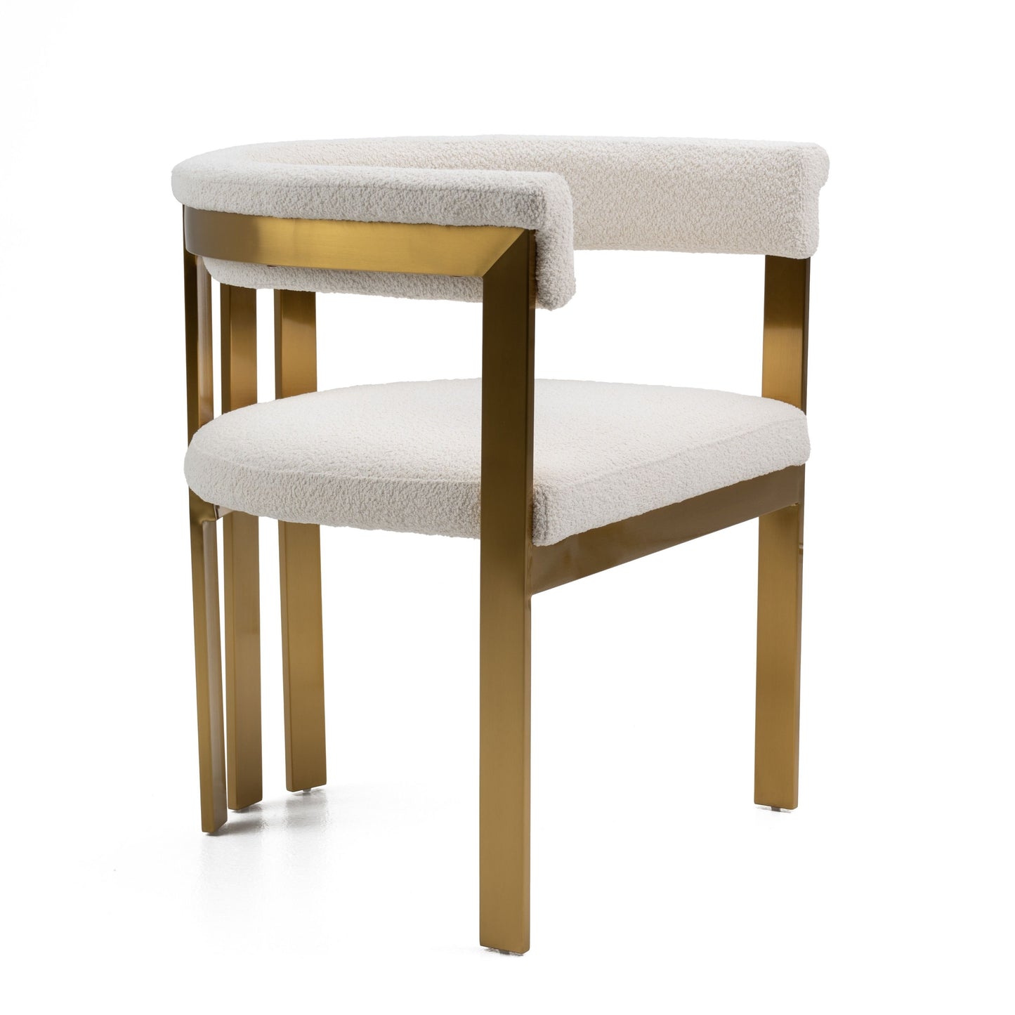 Modrest Pontiac - Modern Beige Sherpa & Gold Dining Chair