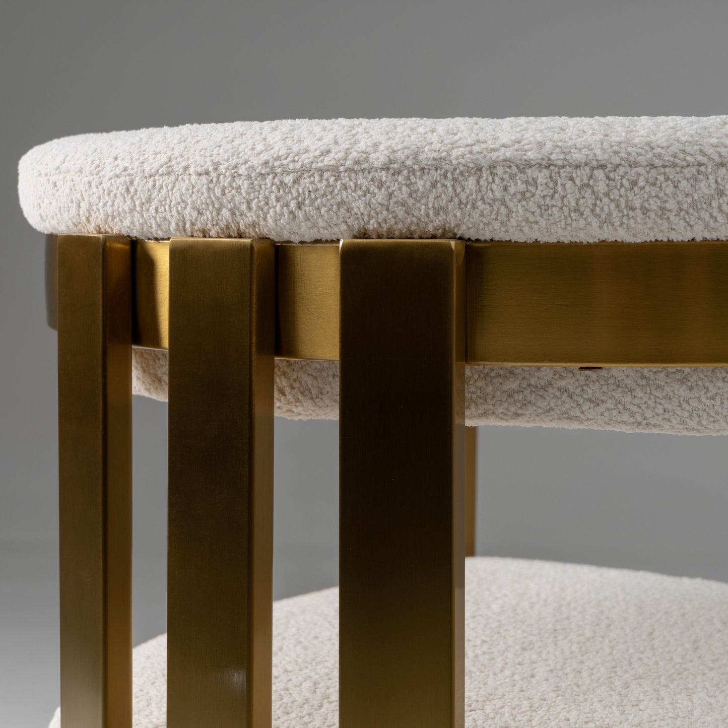 Modrest Pontiac - Modern Beige Sherpa & Gold Dining Chair
