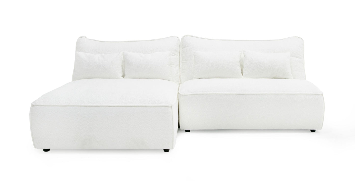 Divani Casa Racine Modern White Fabric Modular Sectional Sofa β Versatile Contemporary Living Room Seating
