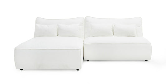 Divani Casa Racine Modern White Fabric Modular Sectional Sofa β Versatile Contemporary Living Room Seating
