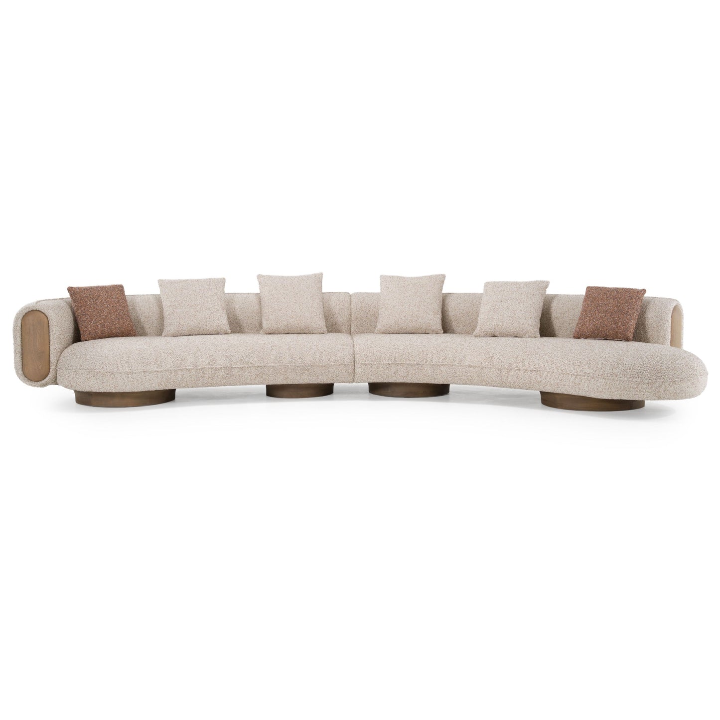 Divani Casa Raywood Modern Multicolored Bouclé Fabric & Ash Wood Sectional Sofa