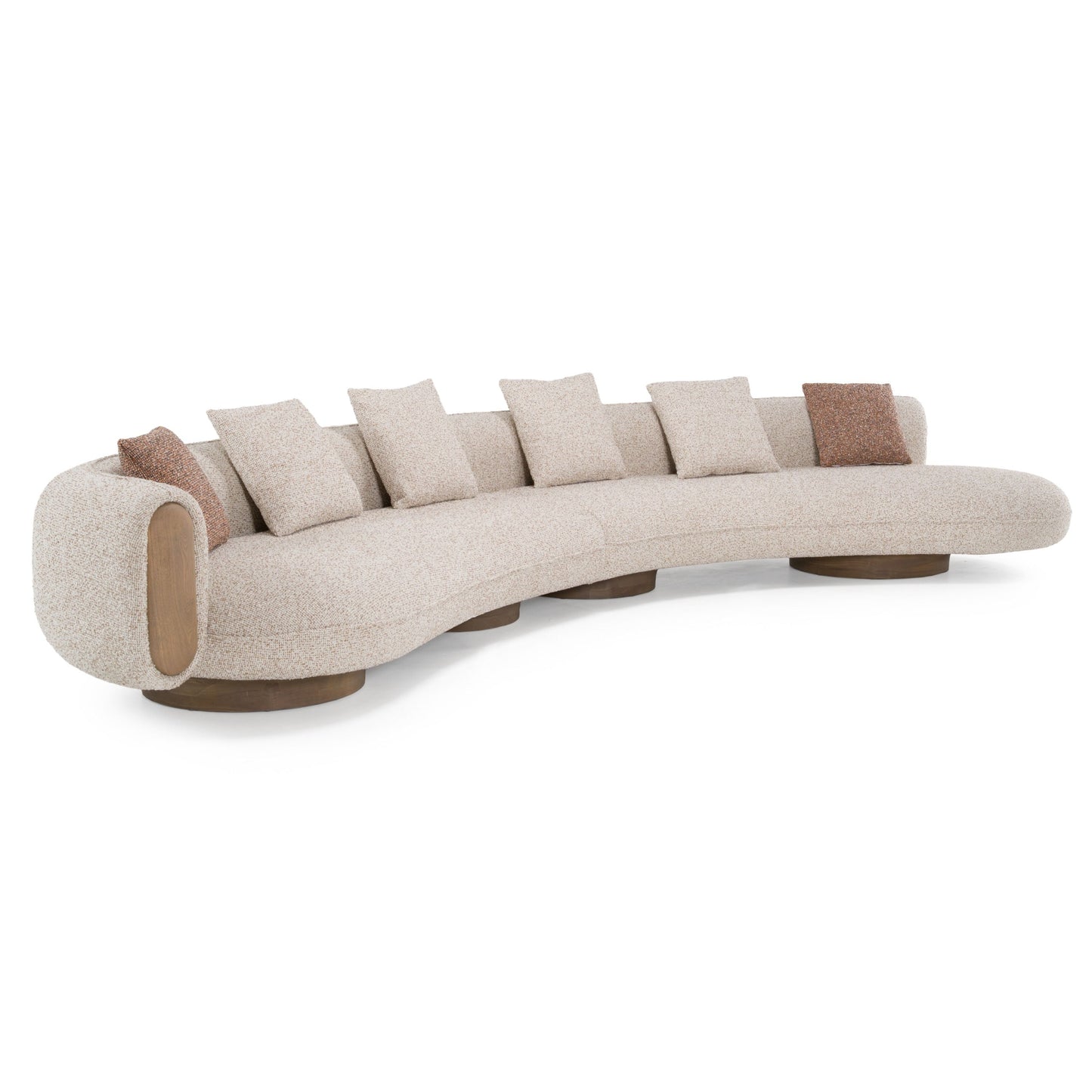 Divani Casa Raywood Modern Multicolored Bouclé Fabric & Ash Wood Sectional Sofa