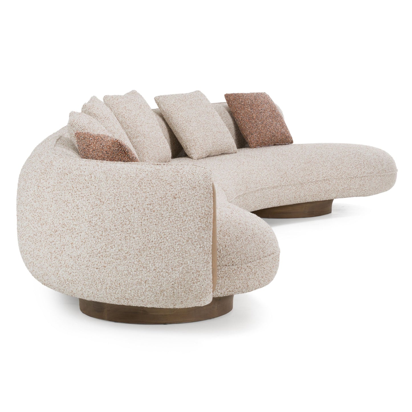Divani Casa Raywood Modern Multicolored Bouclé Fabric & Ash Wood Sectional Sofa