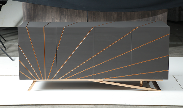 Modrest Katzu- Modern Grey and Rose Gold Buffet
