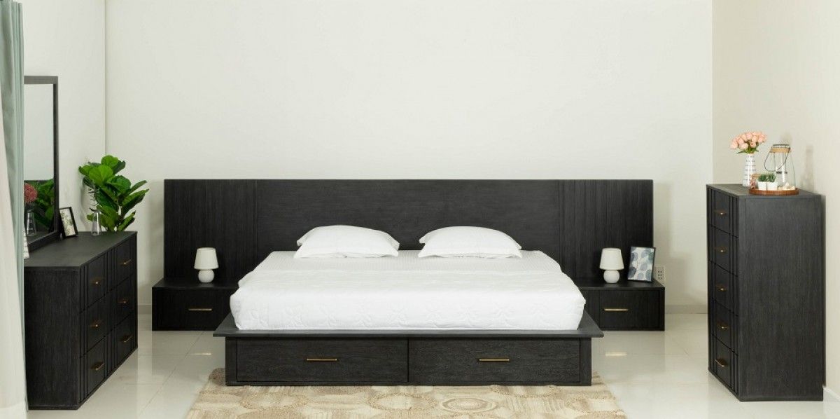 Modrest Manchester Contemporary Dark Grey Platform Bed with Drawers β Stylish Storage Solution
