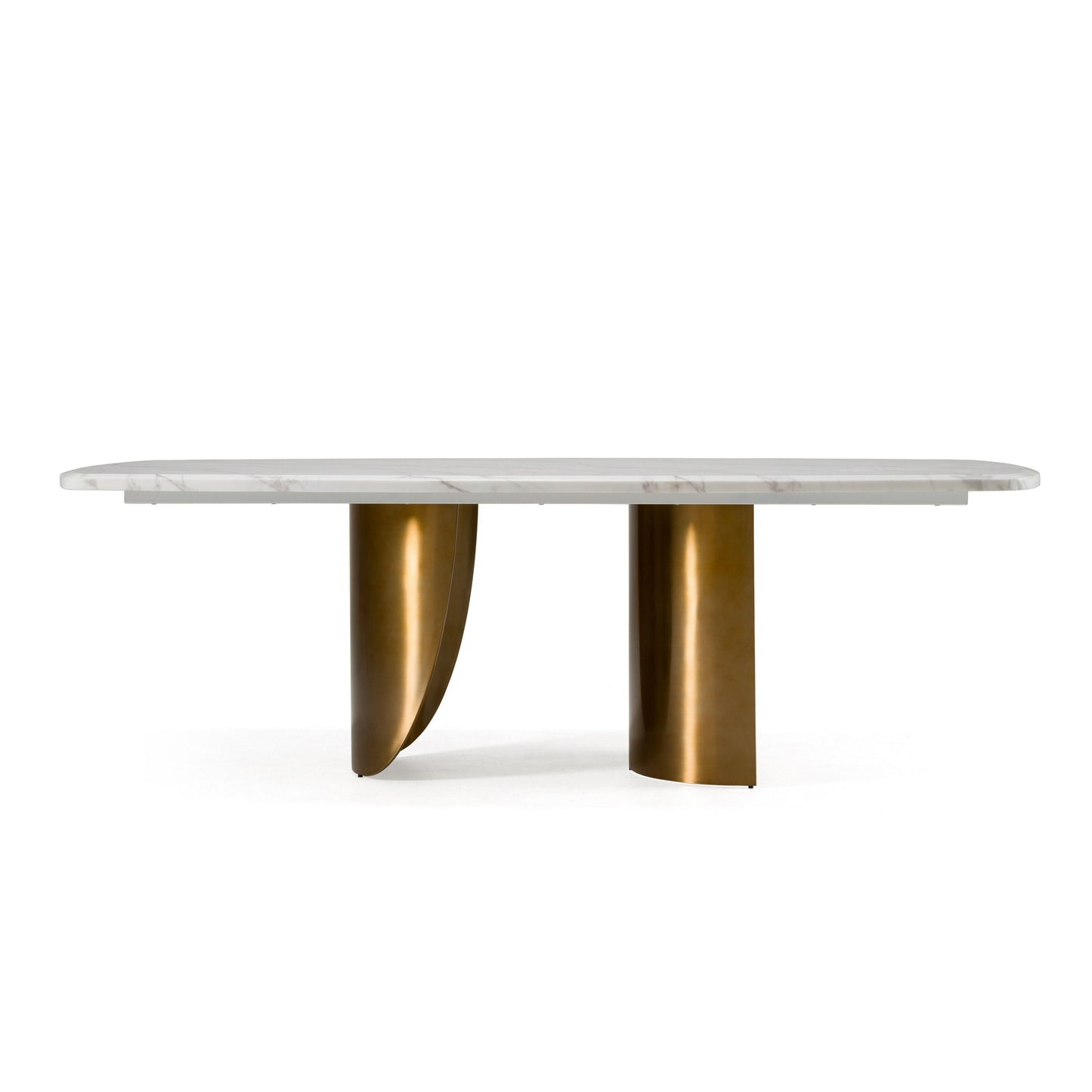 Modrest Reynold - Glam Faux Marble and Gold Stainless Steel 94-Inch Dining Table - Luxurious Statement Piece for Elegant Dining Rooms