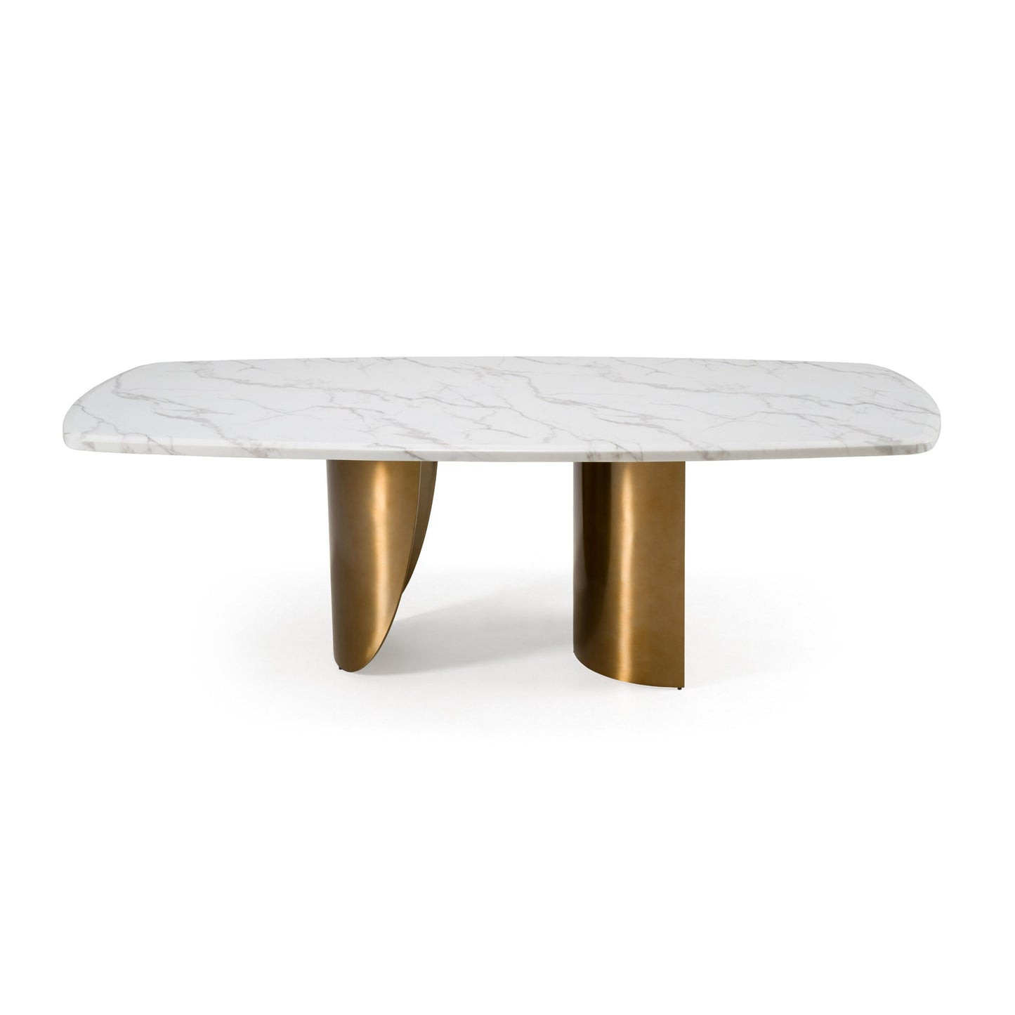 Modrest Reynold - Glam Faux Marble and Gold Stainless Steel 94-Inch Dining Table - Luxurious Statement Piece for Elegant Dining Rooms