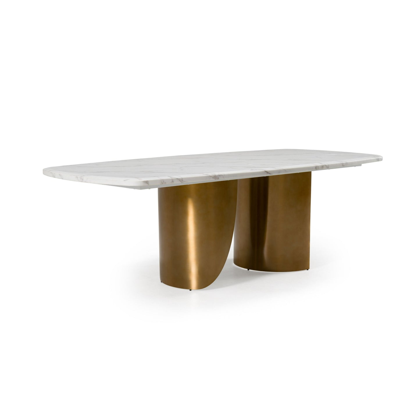 Modrest Reynold - Glam Faux Marble and Gold Stainless Steel 94-Inch Dining Table - Luxurious Statement Piece for Elegant Dining Rooms
