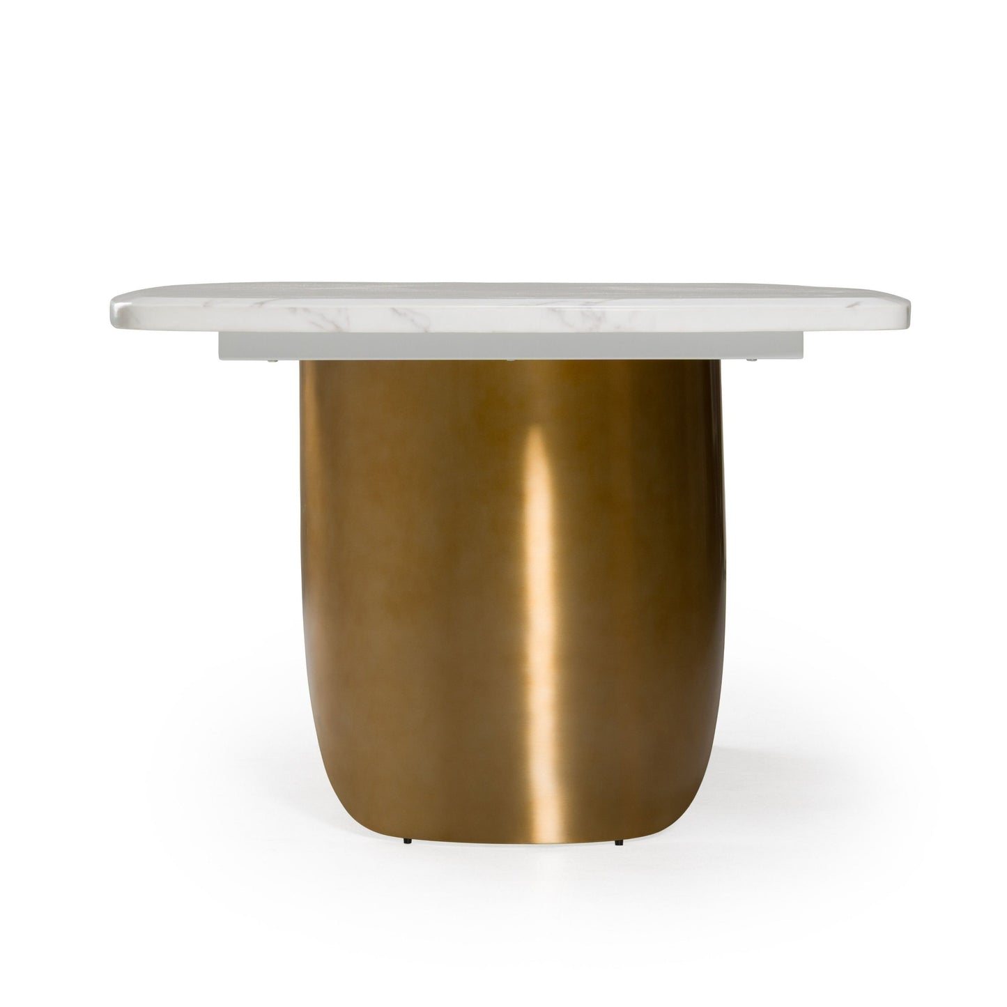 Modrest Reynold - Glam Faux Marble and Gold Stainless Steel 94-Inch Dining Table - Luxurious Statement Piece for Elegant Dining Rooms