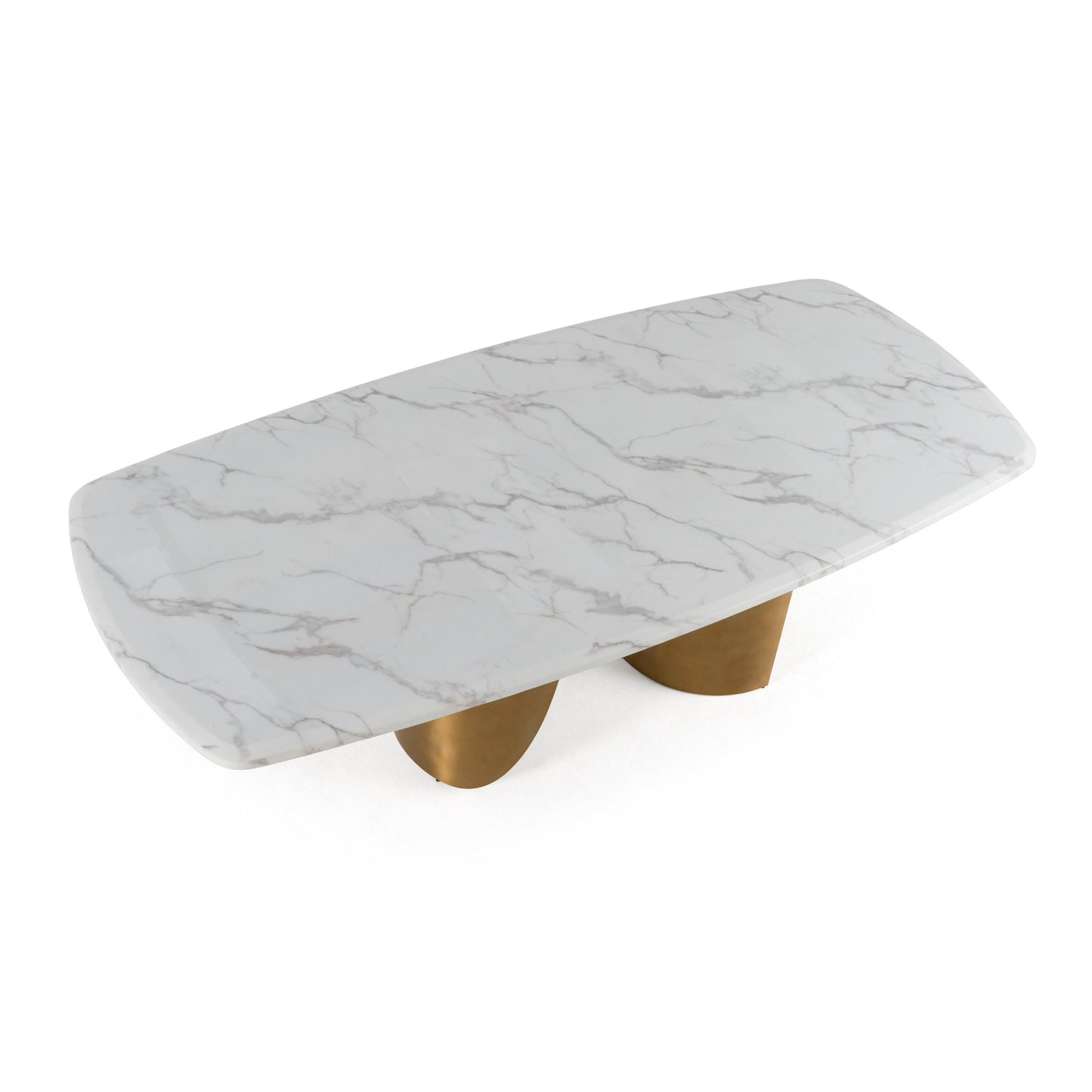 Modrest Reynold - Glam Faux Marble and Gold Stainless Steel 94-Inch Dining Table - Luxurious Statement Piece for Elegant Dining Rooms