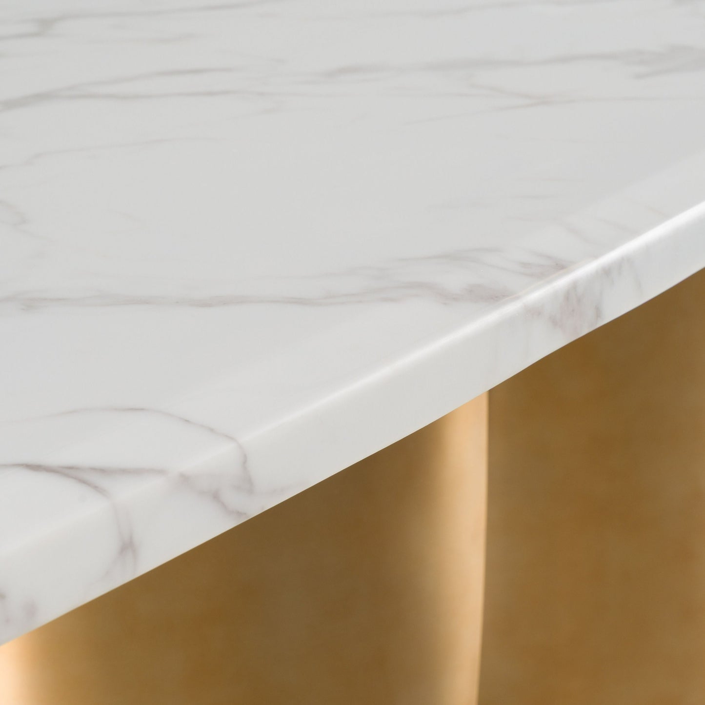Modrest Reynold - Glam Faux Marble and Gold Stainless Steel 94-Inch Dining Table - Luxurious Statement Piece for Elegant Dining Rooms