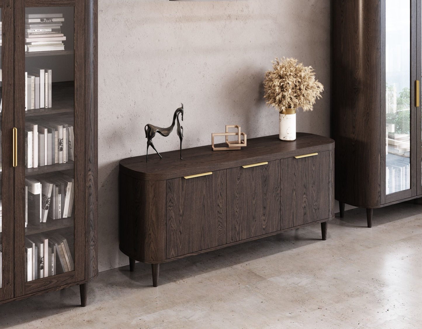 Modrest Richmond Modern Brown Oak Buffet A Stylish Fusion of Contemporary Design and Functional Elegance for Sophisticated Living Spaces