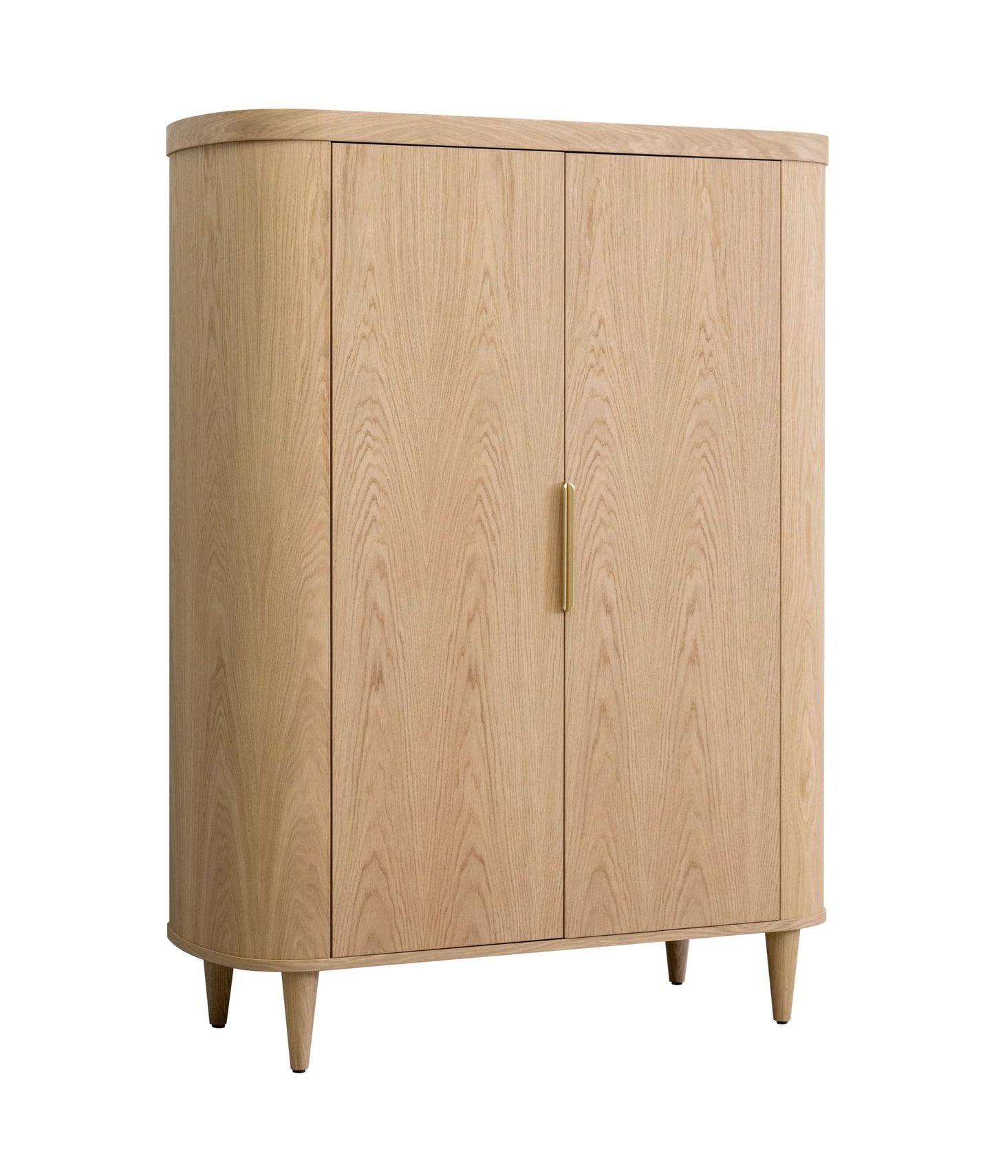 Modrest Richmond Modern Natural Oak Rounded Tall Buffet A Stylish Fusion of Contemporary Design and Functional Elegance for Sophisticated Living Spaces