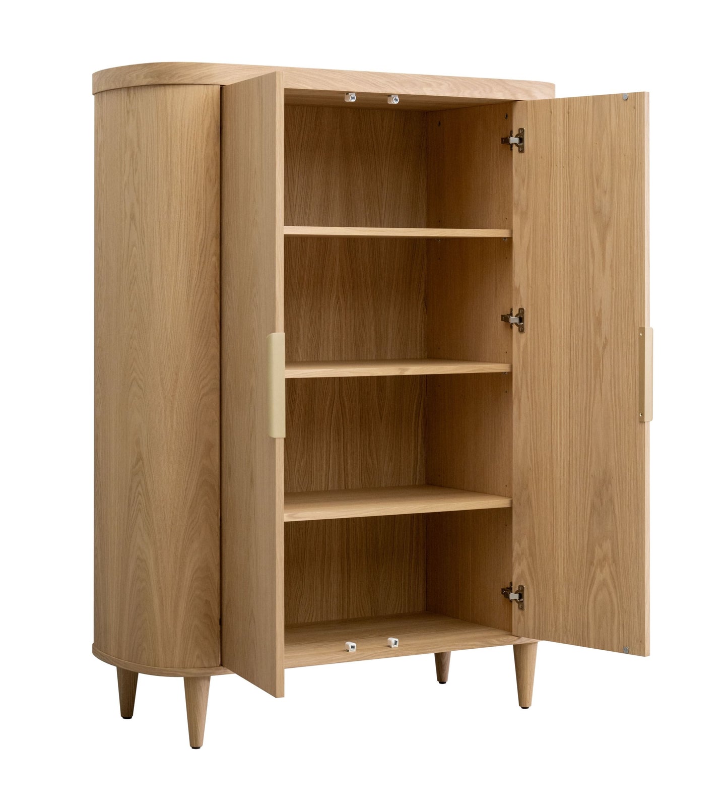 Modrest Richmond Modern Natural Oak Rounded Tall Buffet A Stylish Fusion of Contemporary Design and Functional Elegance for Sophisticated Living Spaces