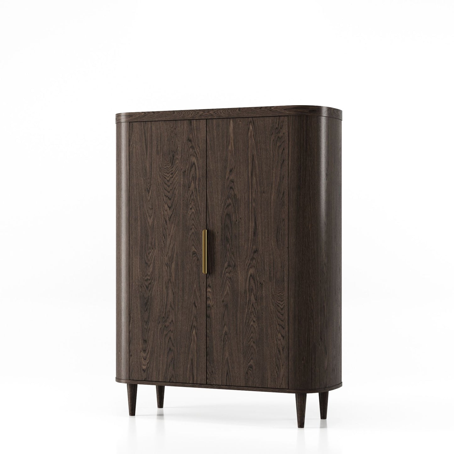 Modrest Richmond Modern Brown Rounded Tall Buffet A Stylish Fusion of Contemporary Design and Functional Elegance for Sophisticated Living Spaces