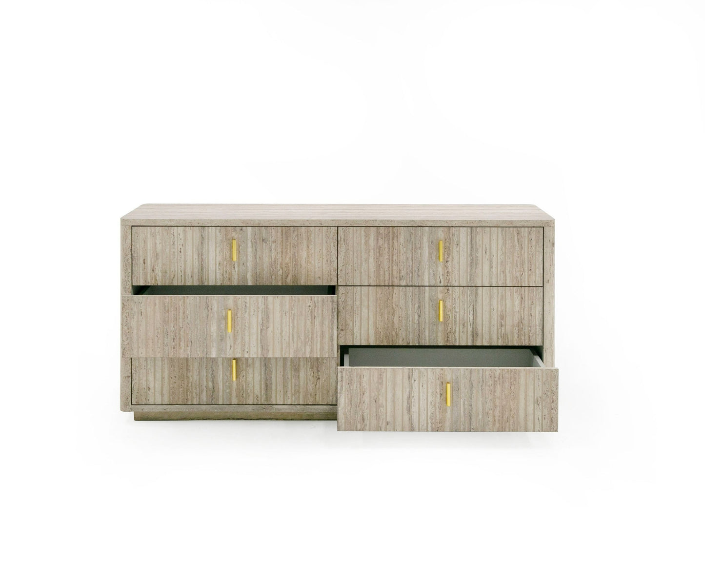 Nova Domus Roma - Modern Faux Travertine + Gold Dresser