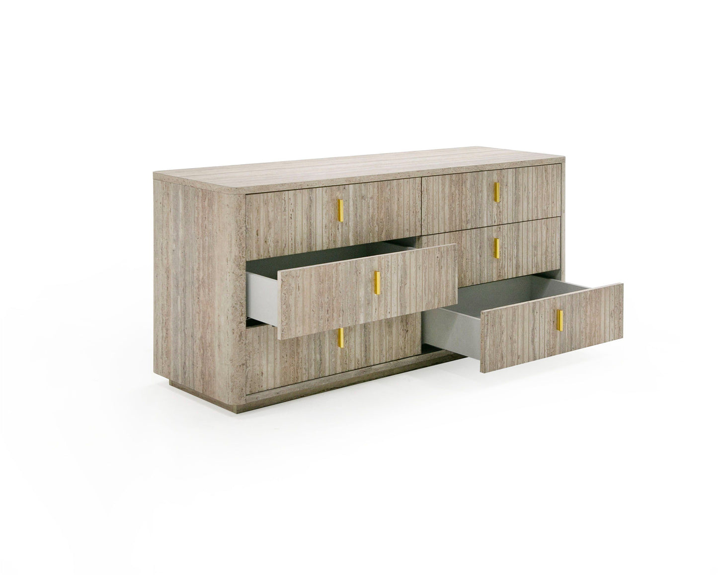 Nova Domus Roma - Modern Faux Travertine + Gold Dresser
