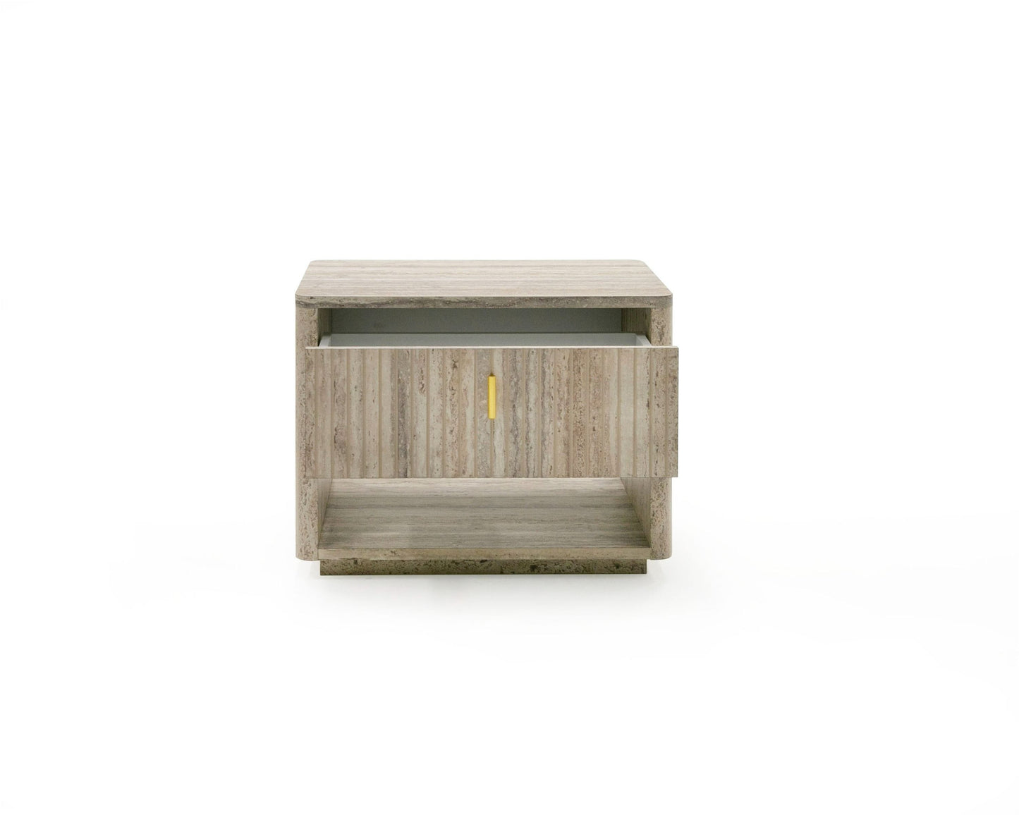 Roma Nightstand β Faux Travertine Finish with Gold Accents