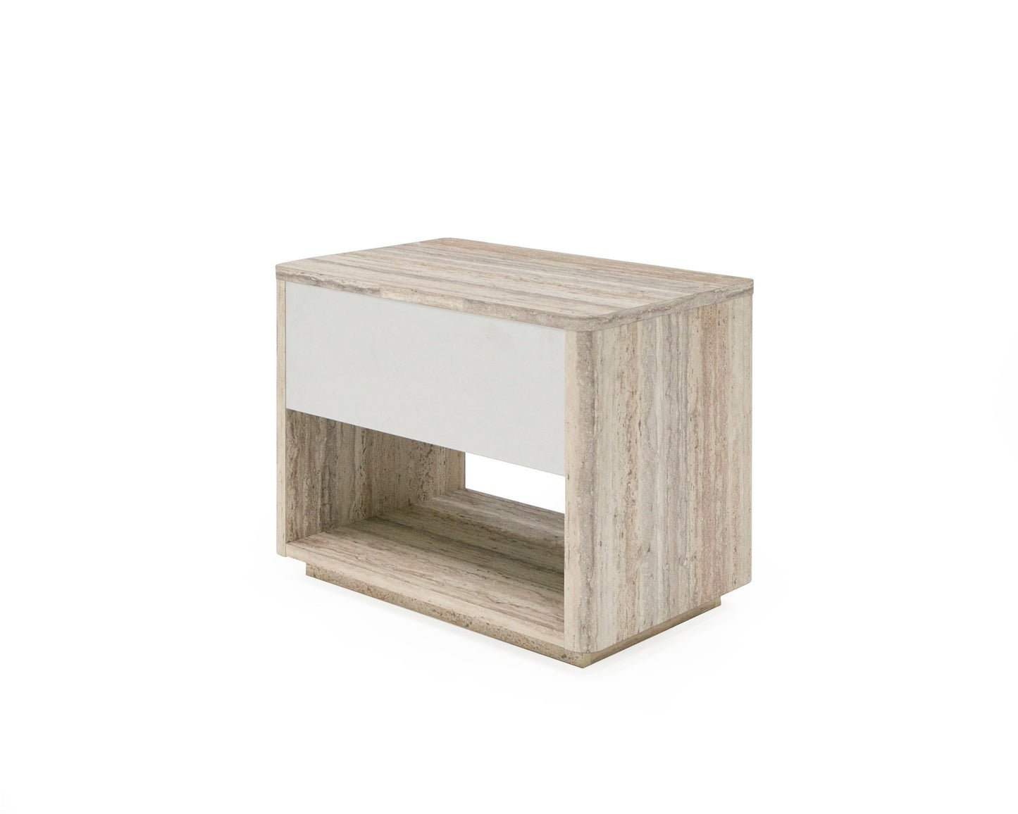 Roma Nightstand β Faux Travertine Finish with Gold Accents