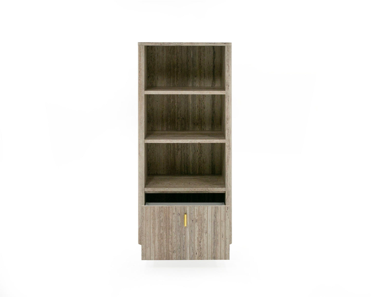 Nova Domus Roma Modern Faux Travertine and Gold Bookcase for Elegant and Stylish Home Storage