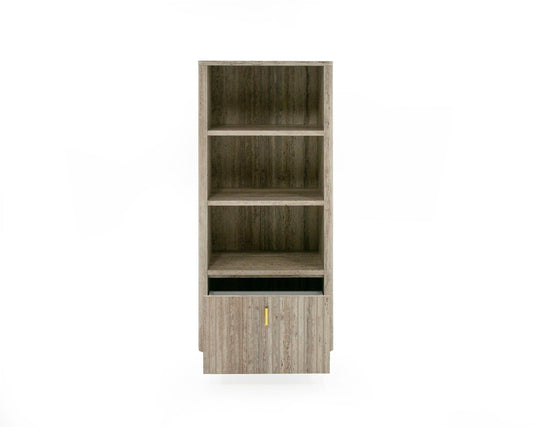Nova Domus Roma Modern Faux Travertine and Gold Bookcase for Elegant and Stylish Home Storage