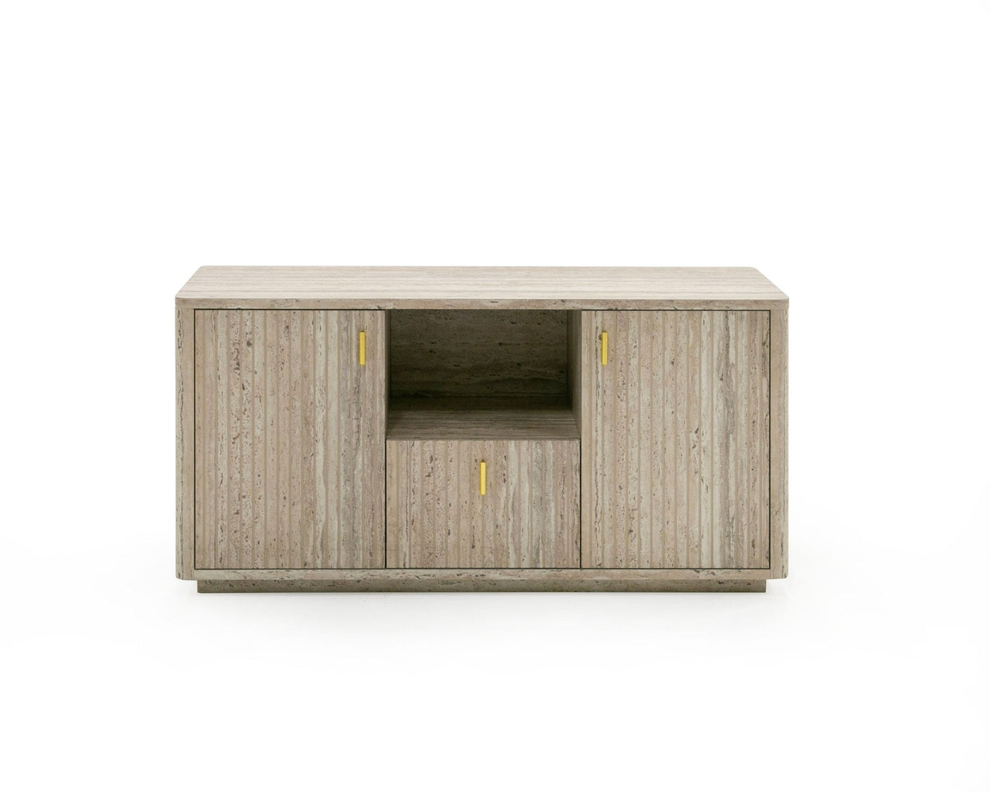 Nova Domus Roma - Modern Faux Travertine + Gold File Cabinet