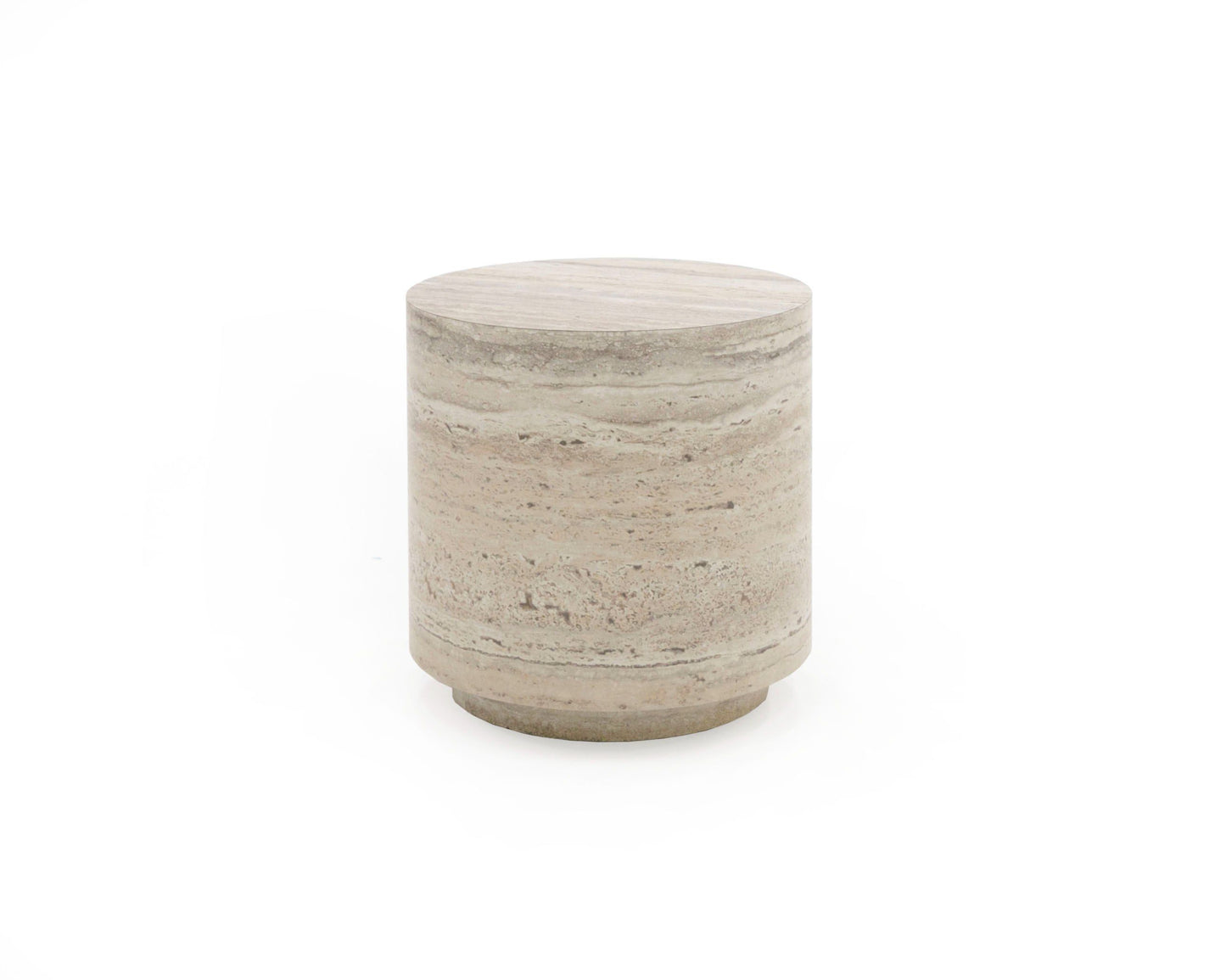 Nova Domus Roma - Modern Faux Travertine Round End Table