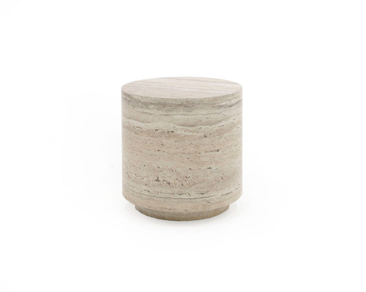 Nova Domus Roma Modern Faux Travertine Round End Table β Elegant Contemporary Accent Piece