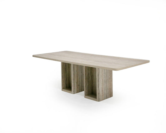 Nova Domus Roma Modern Faux Travertine Rectangular Dining Table for Elegant and Contemporary Dining Spaces