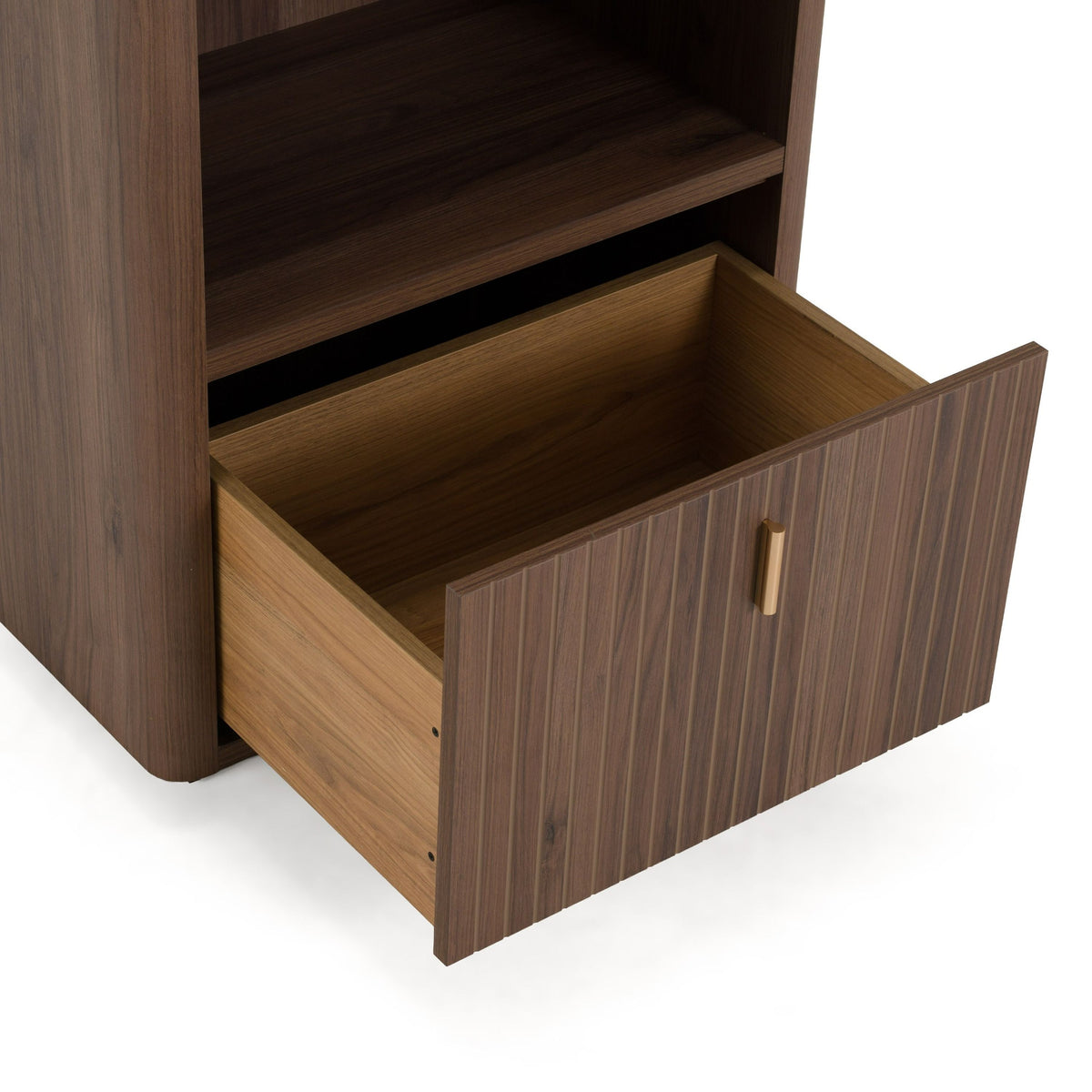 Roma Modern Walnut and Gold Vertical Bookcase