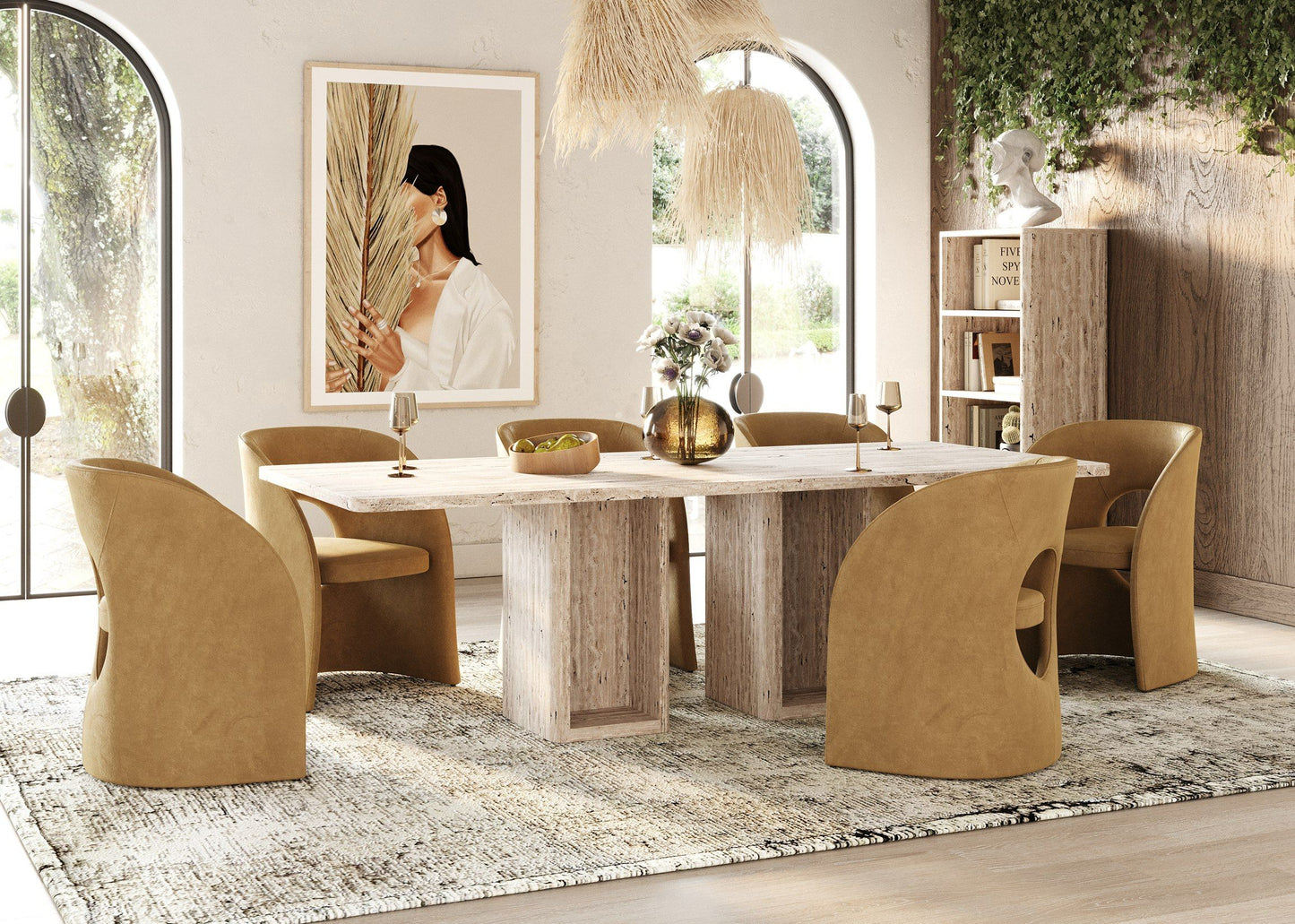 Nova Domus Roma Modern Faux Travertine Rectangular Dining Table for Elegant and Contemporary Dining Spaces