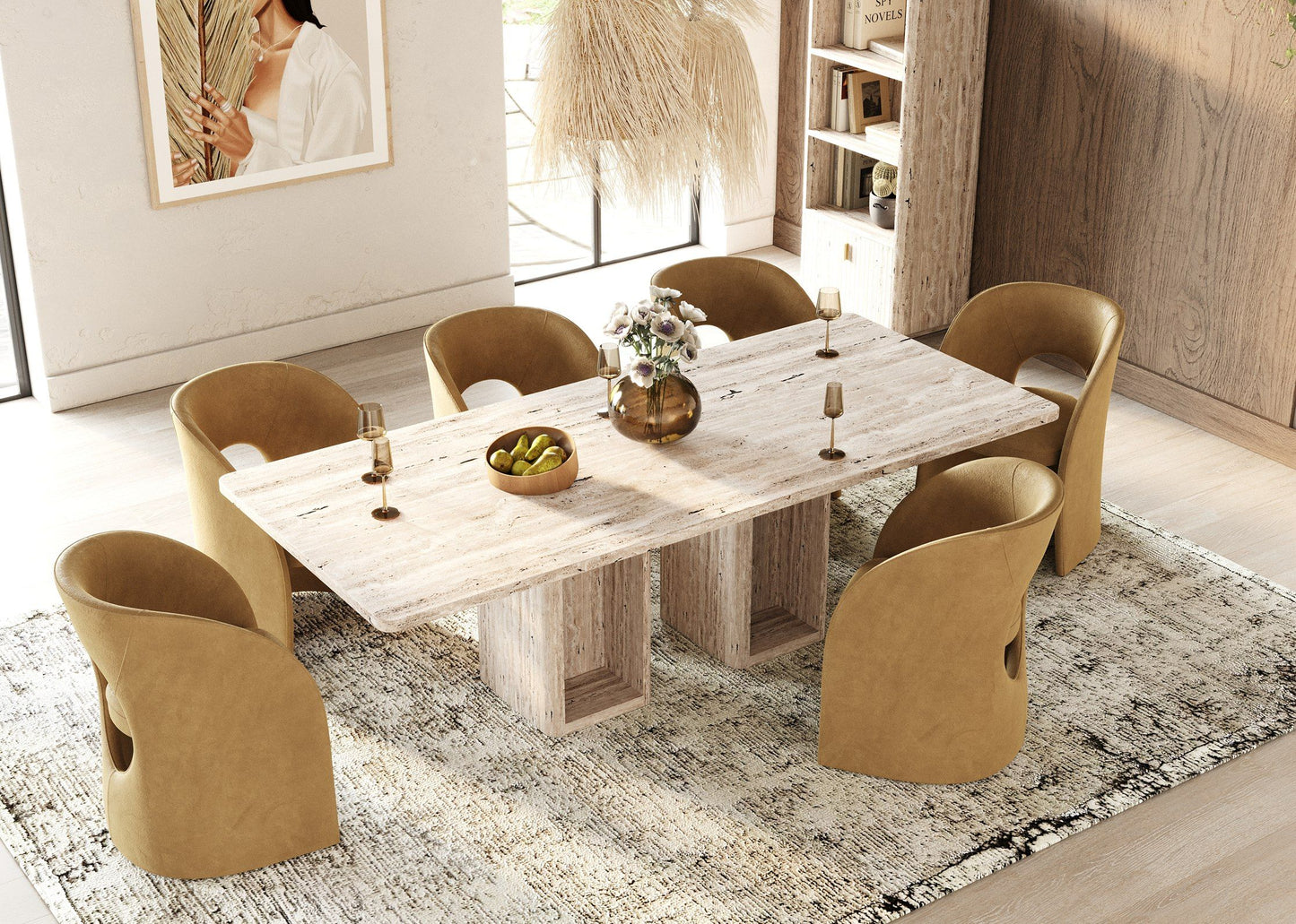 Nova Domus Roma Modern Faux Travertine Rectangular Dining Table for Elegant and Contemporary Dining Spaces