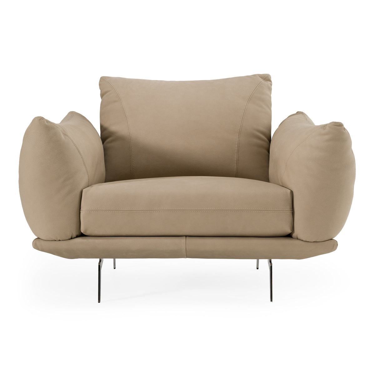 Saint Tropez Modern Italian Beige Leather Accent Chair