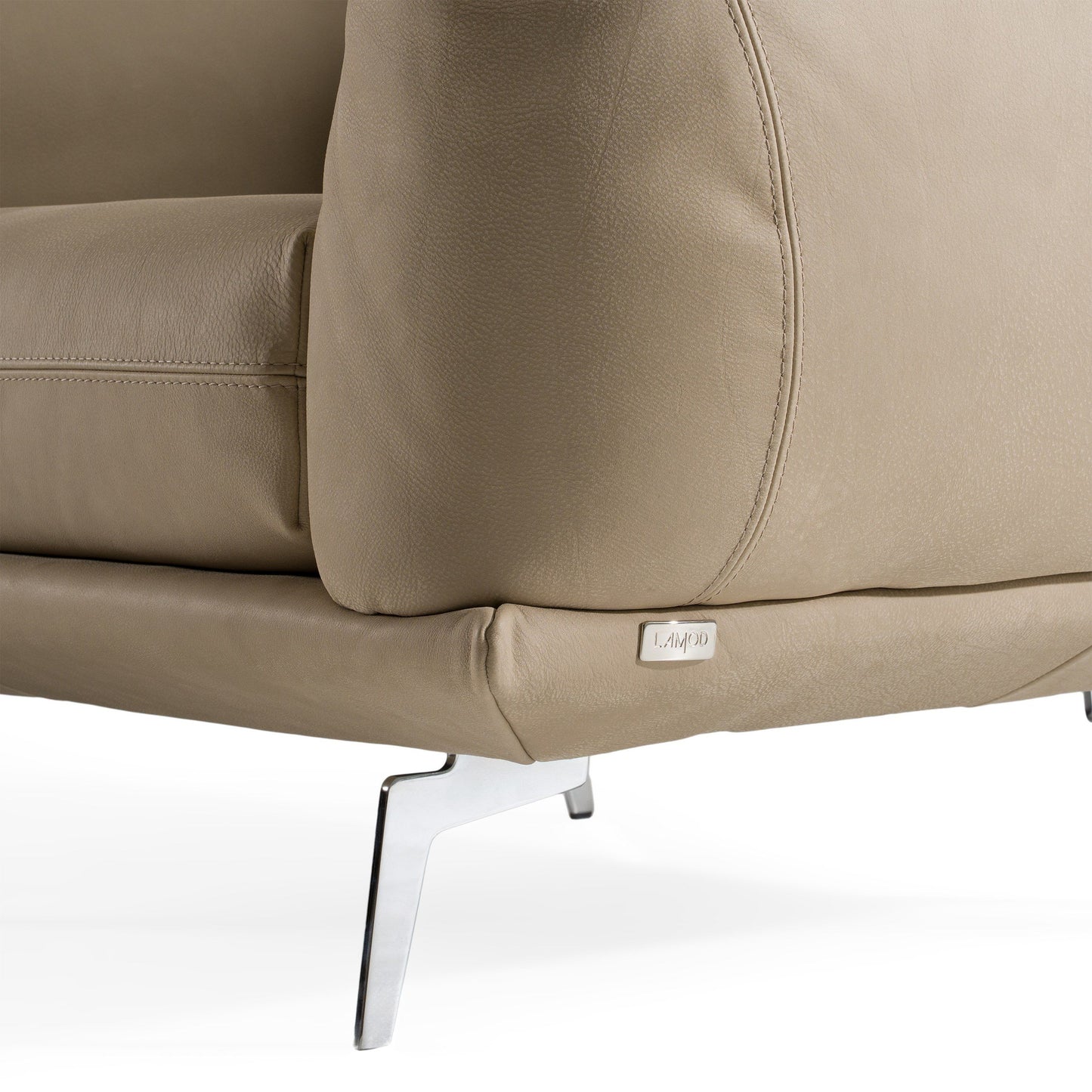 Saint Tropez Modern Italian Beige Leather Accent Chair